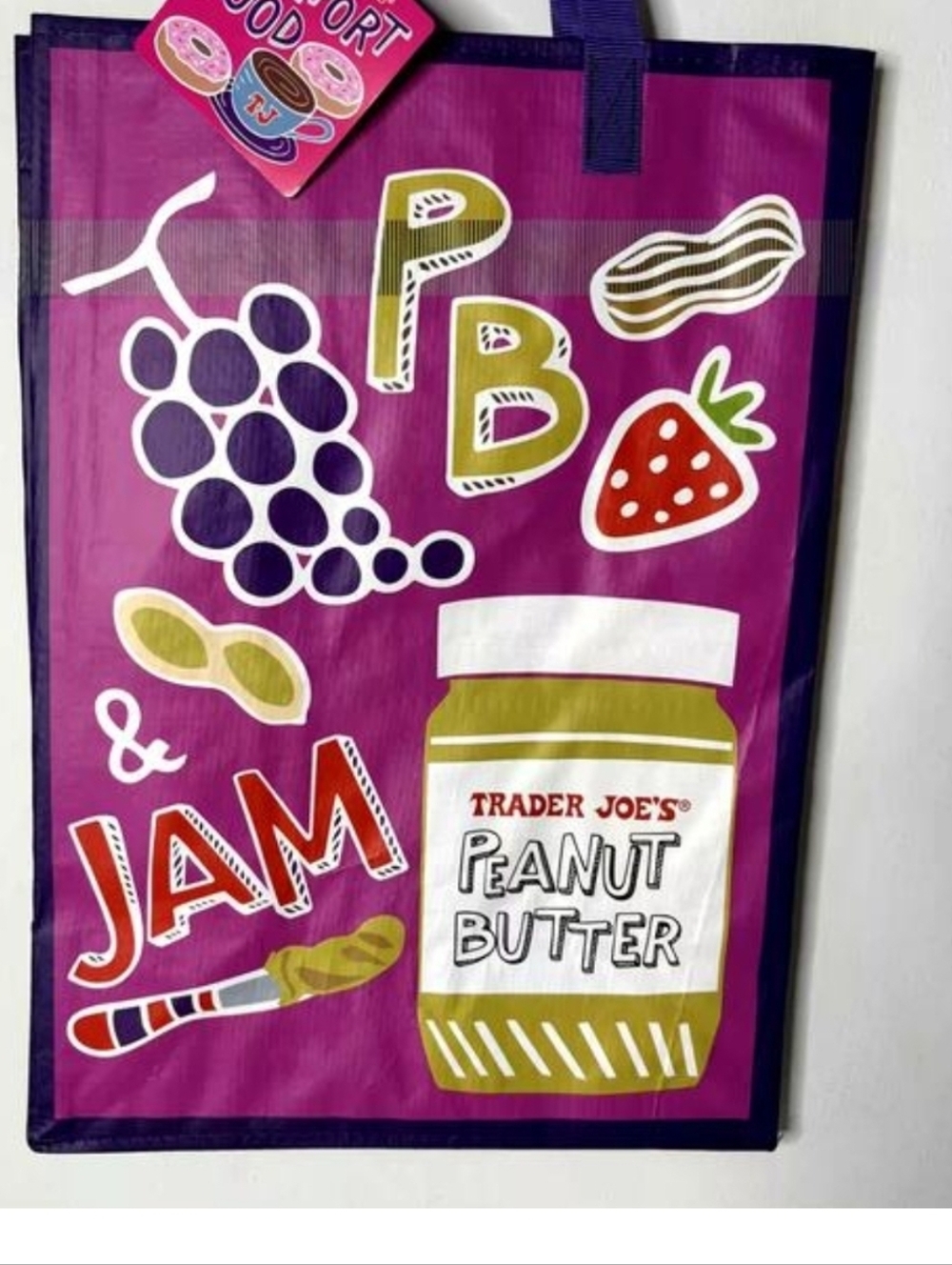 NWT- Trader Joe's. Plastic Orange Mac & Cheese Reusable Tote Bag - Picture 2 of 7